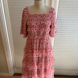 Polagram Pink Floral Dress Size Large
